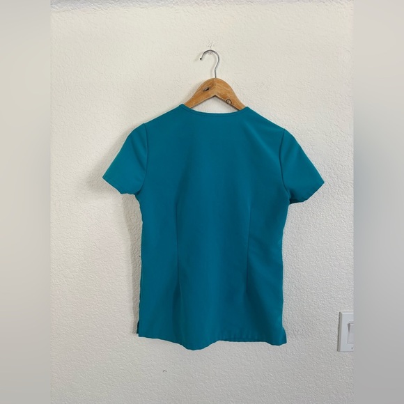 Figs Teal V-Neck Short Sleeve Top - Picture 7 of 12